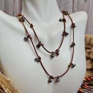 HANDCRAFTED BOHEMIAN LEATHER CORD BEADED NECKLACE